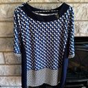 Christopher & Banks  blue geometric short sleeve blouse large Photo 0