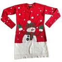 Allison Brittney  red Fuzzy Snowman Christmas Sweater tunic/ Dress Photo 0