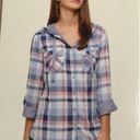 Boston Traders  Shirt Blue Plaid Lightweight Hoodie New S Photo 4