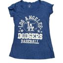 Genuine Merchandise MLB LA Dodgers VNeck Fitted Med Blue Baseball Womens Tee Photo 0