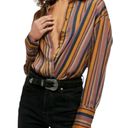 We The Free  Womens All Smiles Sateen Striped Button-Down Top Size S Photo 6