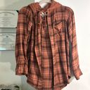 American Eagle Maroon Flannel Hoodie Photo 0