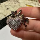 Monet  Gold Tone Brooch Pin Pink Rhinestone Heart Fairy Couple Kissing Fairycore Photo 1