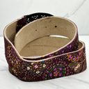 Chico's  Vintage Genuine Leather Floral Sequin Embroidered Belt Size Medium M Photo 3