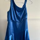 Lulus Blue Satin One Shoulder Mini Dress Photo 5