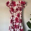 Free People  Floral Wrap Mini Dress Ruffle Cap Sleeve Tie Bow Viscose Flower EUC Photo 3