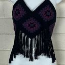 American Vintage Crochet Black Fringe Halter one size Photo 4