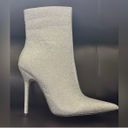 EGO DEVOTED POINTED TOE STILETTO HEEL ANKLE BOOT IN SILVER GLITTER Photo 1