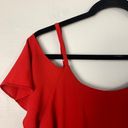 Bobeau  Red Cold Shoulder Ruffle Top Blouse Adjustable Shoulder Straps Size Small Photo 3