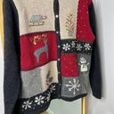 Talbots vintage Christmas reindeer snowflake wool cardigan sweater Photo 2