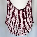 Chaser New  Draped Cross Back Shirttail Tank Top Tie Dye Burgundy White Photo 10