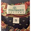 Vera Bradley Vtg 90s  S Petit Point Button Front Black Floral Shirt USA Made Photo 7