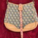 Dooney & Bourke  Blue Tan Signature  Logo Hobo Bag Photo 12