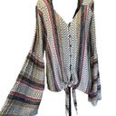 fab'rik fab’rik multi color boho bell sleeve tie front Top size Small Photo 0