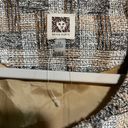 Anne Klein  Womens Long Topper Jacket 14 Brown Tweed Fringed Open Front Career Photo 7