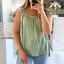 The Loft  Outlet XL Green Ruffle Flutter Sleeve Tank Top Women's Photo 0