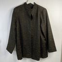 Eileen Fisher  Size XL Silk Blend Jacquard Wave Jacket Open Front Wing Collar Photo 4