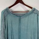 POL  Long Time Coming Teal Shirt Teal V-neck Oversized Tunic Women’s Small Photo 9