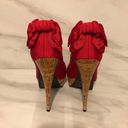 Bebe  Stiletto High Heels Kahilia Ruby Red Size 8 Platform Cork Bow Formal Photo 2