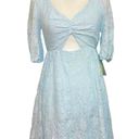 Nsr NWT  Ice Blue Lace Cutout Mini Dress Party Short Sleeves Fit & Flare New Photo 0