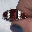 Ruby Faux  and CZ Silver Tone Ring Photo 6