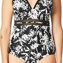 Tommy Hilfiger  One Piece Women's Floral Print Swimsuit Black & White 16 NWOT Photo 0