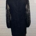 Trina Turk  Lace Overlay Mini Dress Cut Out Neckline Sheer Balloon Sleeve Black 4 Photo 6