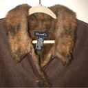 Denim & Co  Vintage Brown Denim Coat Faux Fur Lined Cuffs Collar Button Front SMALL Photo 2