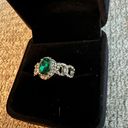 Gorgeous Stainless Steel Silver and Faux Emerald Ring Size 8 Photo 2