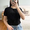 Unique Vintage Vintage Black Floral Velvet Burnout Top Photo 1