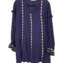 Tularosa  Dress Women's Size S Arabella Tunic Embroidered Mini Long Sleeve Navy Photo 0