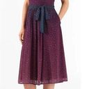 Eshakti  Purple Red Ruffle Ombre Star Print Georgette Midi Dress Missing Belt 1X Photo 0