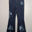 DKNY Vintage 90's Y2K  Jeans Low Rise Flares Frayed Waistband  Tie Dye Rhinestone Photo 0