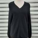 1. State  Sweater Womens Small Black Oversized Ribbed Knit Balloon Sleeve V-Neck Photo 2