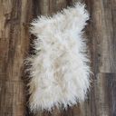 The Bar  Andre Dress in Blanc White Size 2 Feathers One Shoulder Mini Photo 3