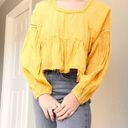 Bohme  Yellow Cropped Peplum Blouse Photo 1