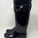 Coach  Talia Rain Boots Riding Tall Black Glossy Rubber Mid Calf Women’s Size 6 Photo 2