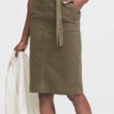 Banana Republic  Olive Green Paperbag Belted Waist Denim Skirt Women's Size 8 Photo 2