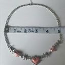 Creative Pink Love Heart Silver Plated Chain Necklace Punk Y2K Style‎ Neck Photo 8