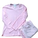 Oscar de la Renta  Pajama Set Waffle Knit/Velour Striped V Neck Size S Cozy Fall Photo 1