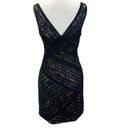 Monique Lhuillier  Womens 4 Cocktail Dress LBD Lace Bodycon Sleeveless Black Mini Photo 1