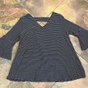 Westbound  Women’s Striped Blouse Cutout in Back  Bell Sleeves XL Photo 3