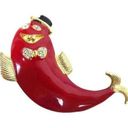 Red Fish Silly Novelty Front Teeth Gold Tone Hat Bowtie Brooch Pin Vintage NEW Red Photo 0