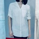 Nicole Miller  White Linen Button Down Shirt New M Photo 4