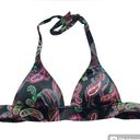 Victoria's Secret Victoria’s Secret paisley bikini top padded tie, back halter style Sz M black Photo 0