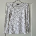 Inc international  Concepts White Long Sleeve Scoopneck Lace Knit Top Medium EUC Photo 0