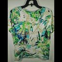 Christopher & Banks Christopher Banks womans short sleeve Shirt Palm Tree Green Tan White Large Top Photo 5