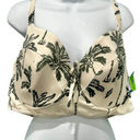 Cacique  Beige Green Palm Longline Underwire Swim Bikini Top Plus Sz 42F NEW Tags Photo 0