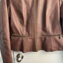 Baccini  Brown Faux Leather Cardigan-style Jacket - gold zips -  Size Large Photo 10