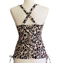 Esprlia Tankini Animal Print Black Cream Crisscross Straps Side Tie Swim Medium Photo 5